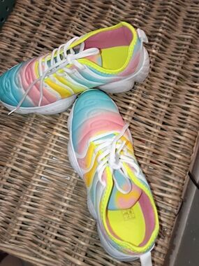 Pastel Rainbow Slip-On Athletic Sneakers - Women's